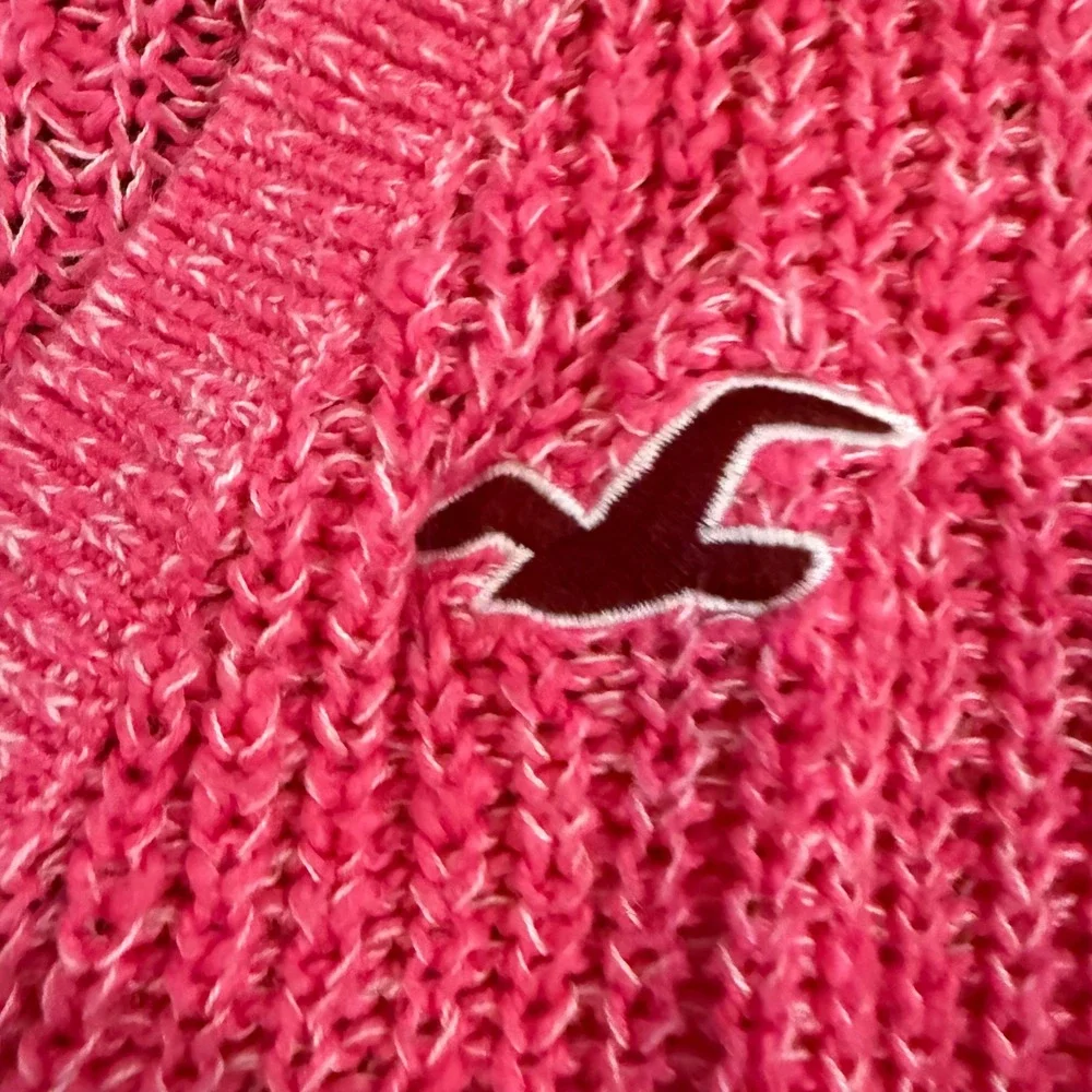 Hollister Hot Pink V-Neck Marled Knit Sweater Womens‎ Size M/L Pullover